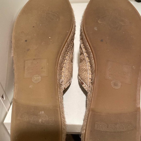 Gucci tan and gold espadrille mules - Picture 4 of 4